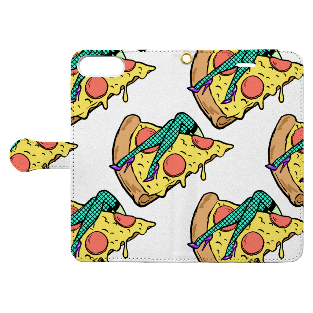 Mieko_Kawasakiの欲望のピザ🍕　GUILTY PLEASURE PIZZA AO TRANSPARENCY Book-Style Smartphone Case:Opened (outside)