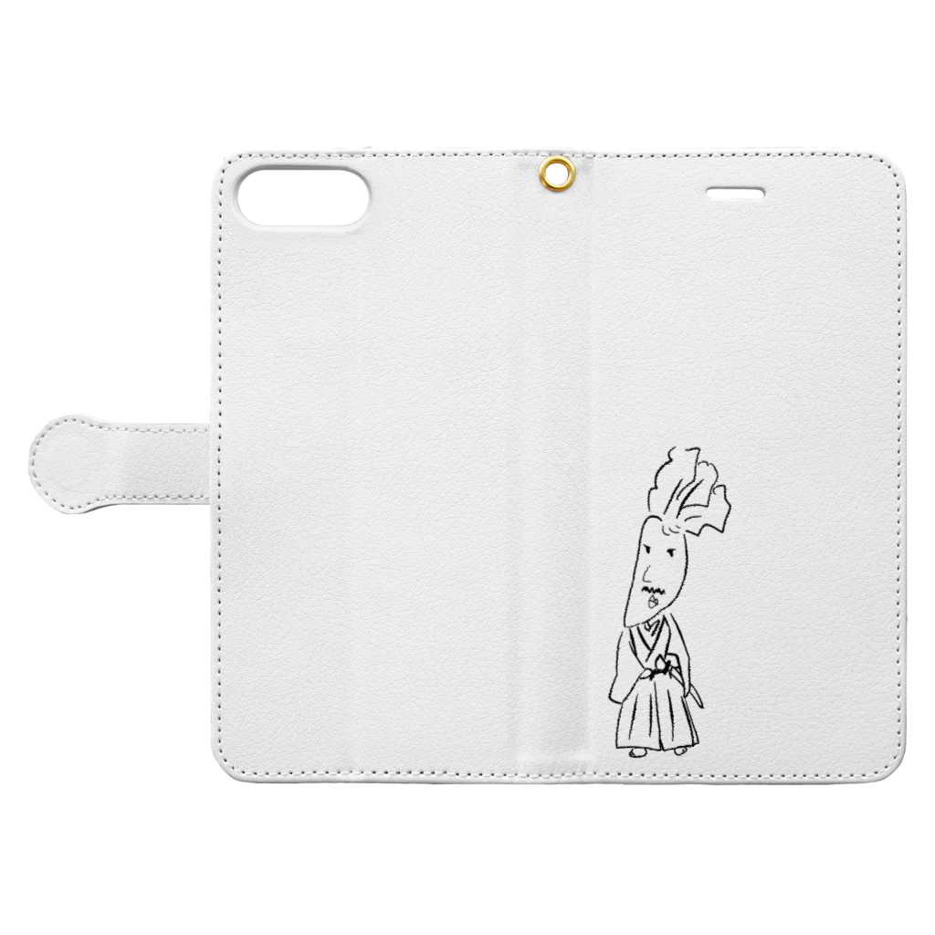 mamemintoのDAIKONZAMURAI Book-Style Smartphone Case:Opened (outside)