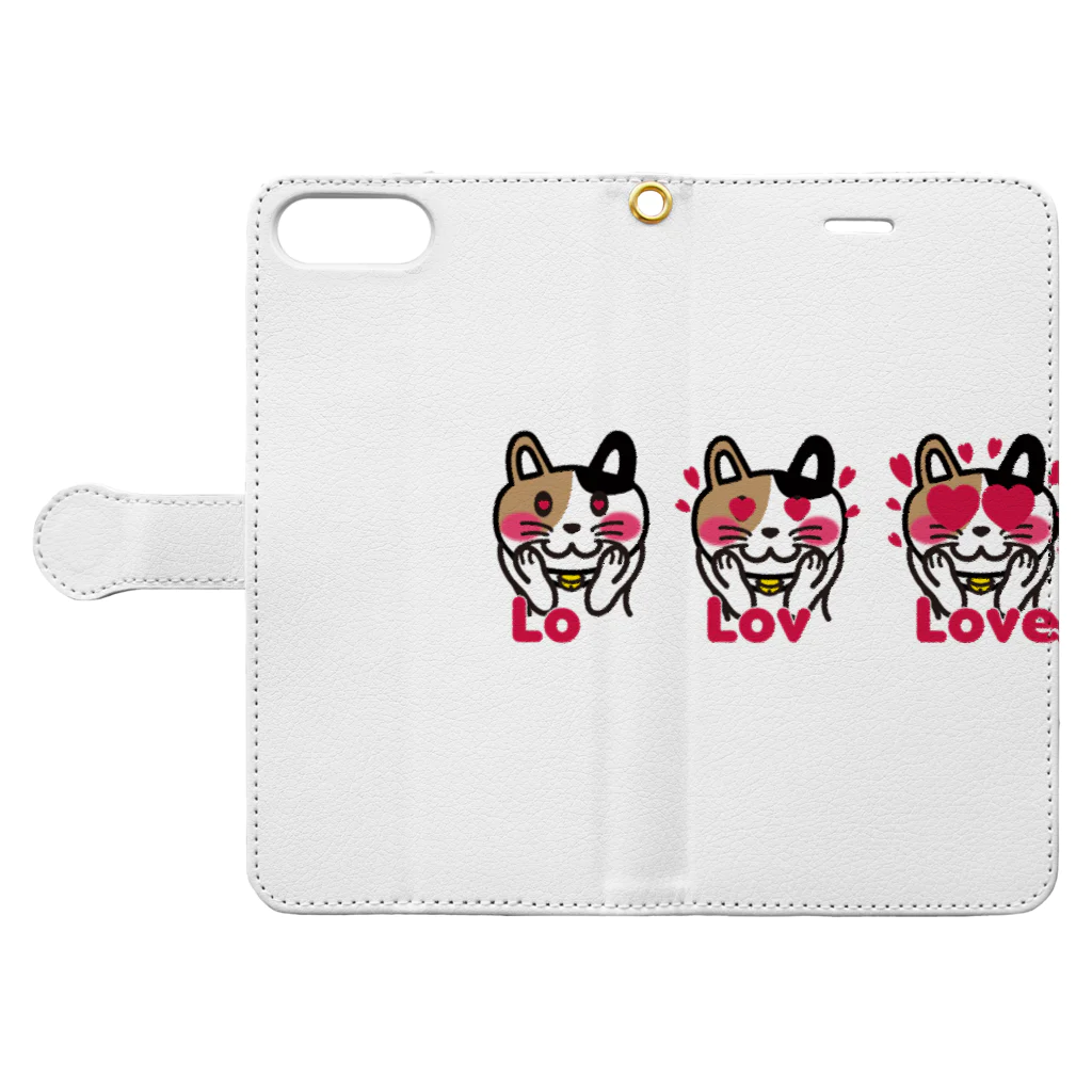 キッズモード某のねこLove Book-Style Smartphone Case:Opened (outside)