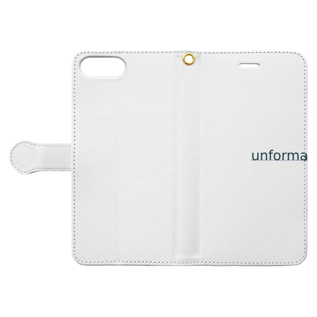 fashion label unformalの"unformal" goods 手帳型スマホケースを開いた場合(外側)