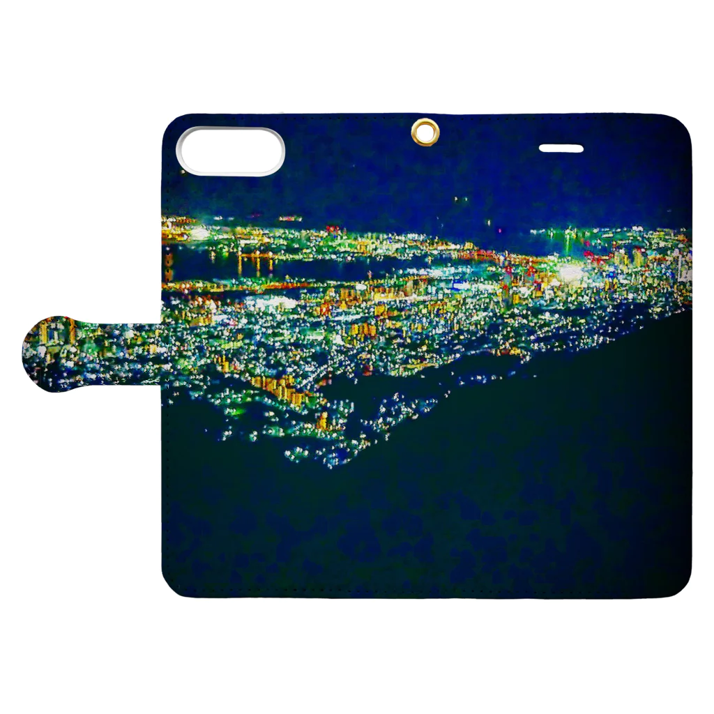 イキクスシの六甲山の夜景 Book-Style Smartphone Case:Opened (outside)