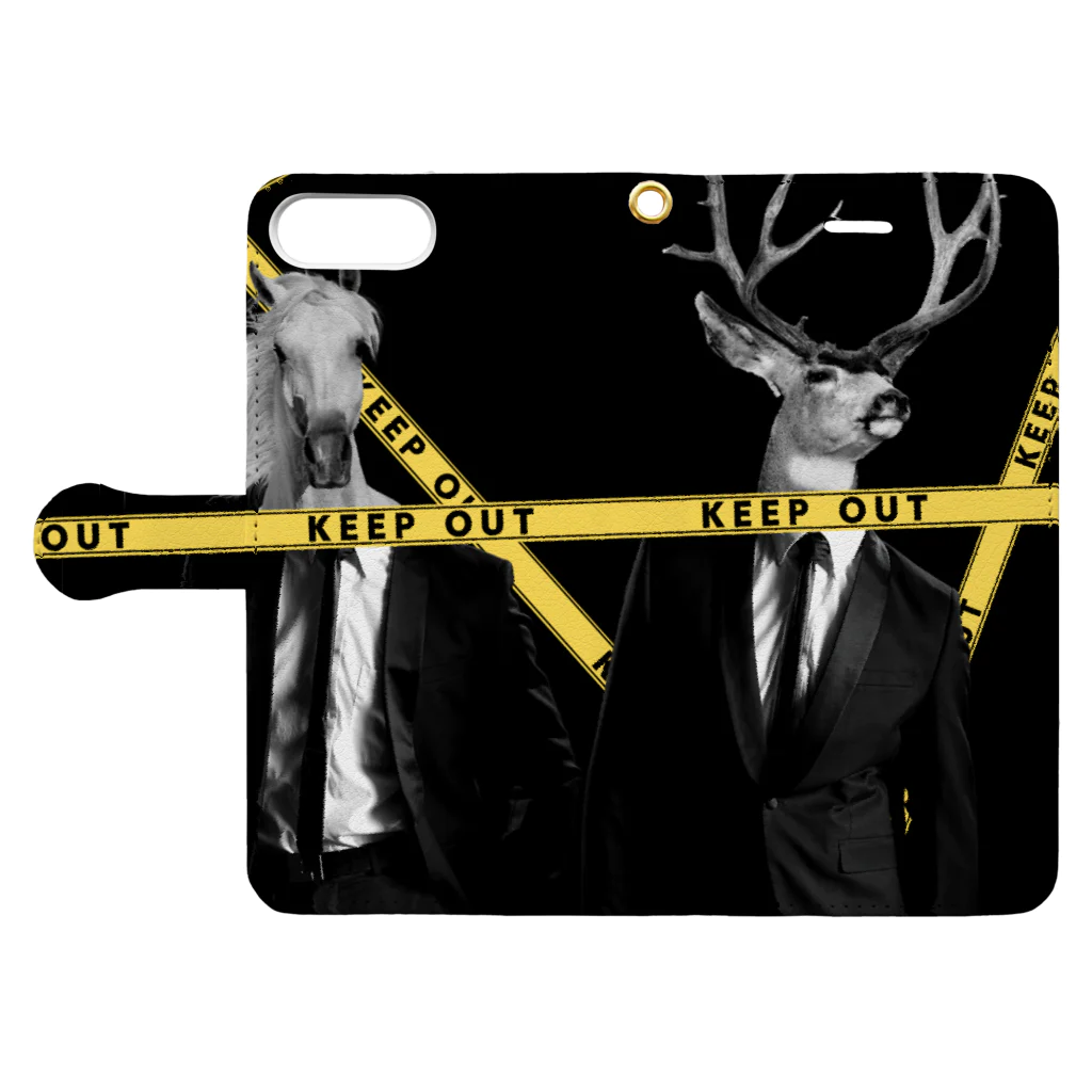 ANOTHER GLASSのKEEP OUT Book-Style Smartphone Case:Opened (outside)