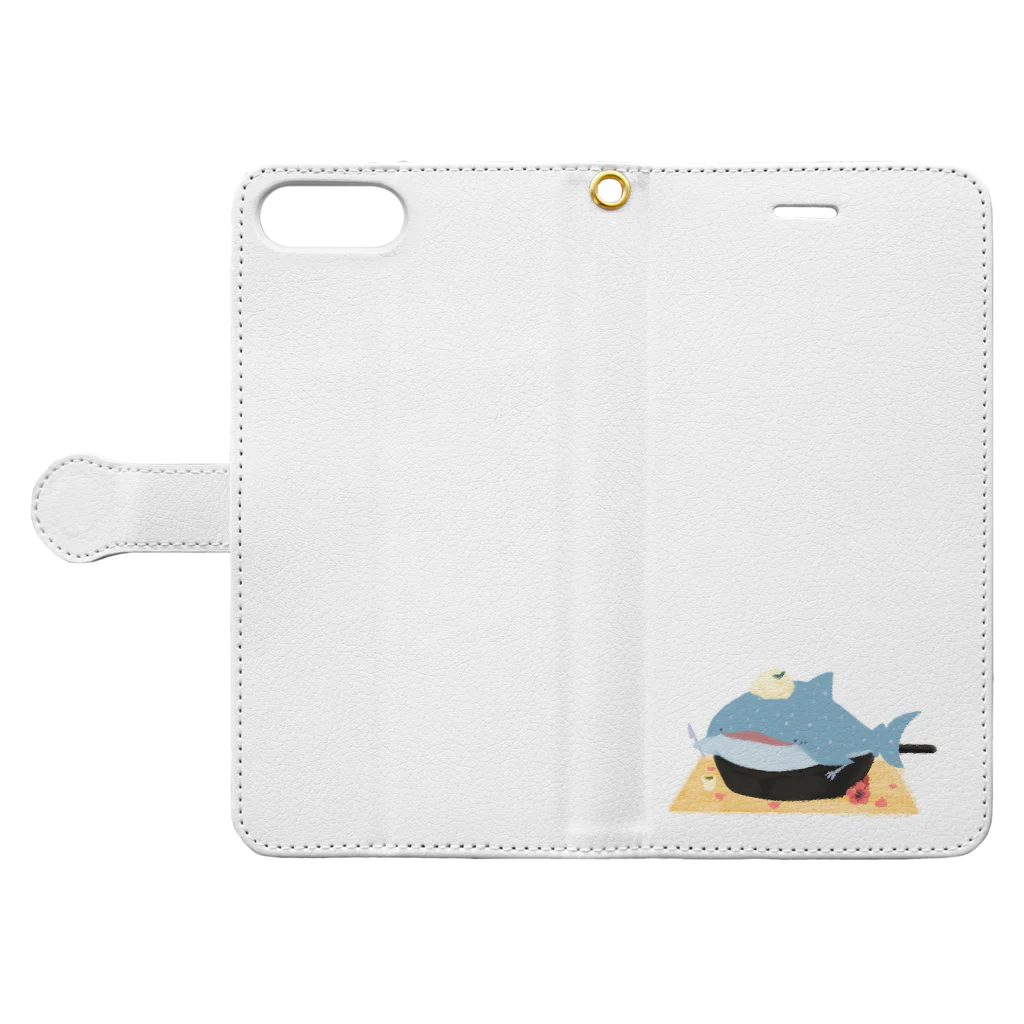 Bebetanのぱふんぱふんジンベイケーキ Book-Style Smartphone Case:Opened (outside)