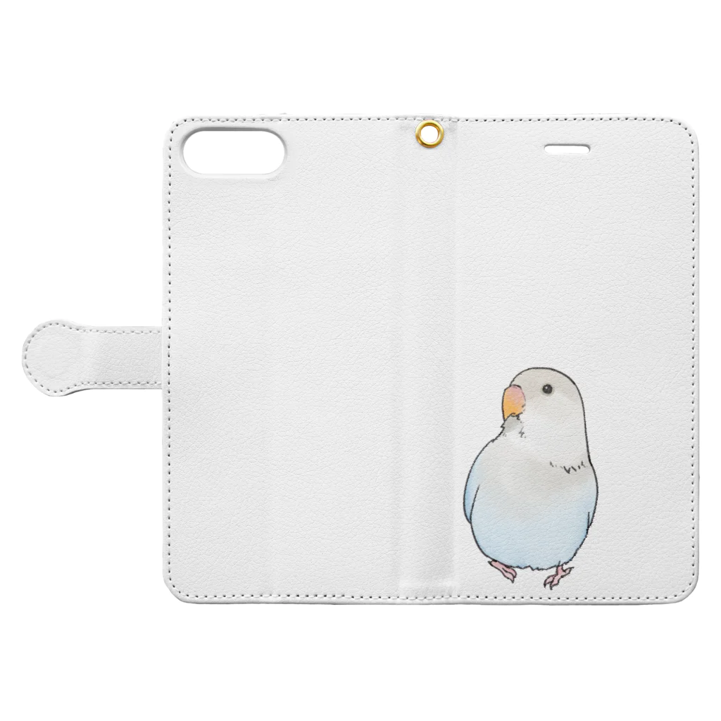 まめるりはことりのおすましコザクラインコ　らむねちゃん【まめるりはことり】 Book-Style Smartphone Case:Opened (outside)