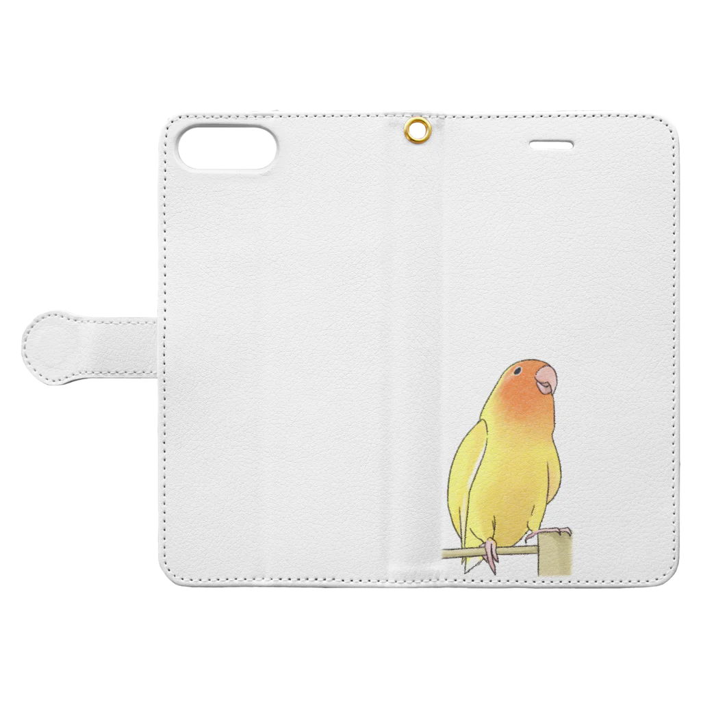 まめるりはことりの得意げ可愛い　コザクラインコちゃん【まめるりはことり】 Book-Style Smartphone Case:Opened (outside)