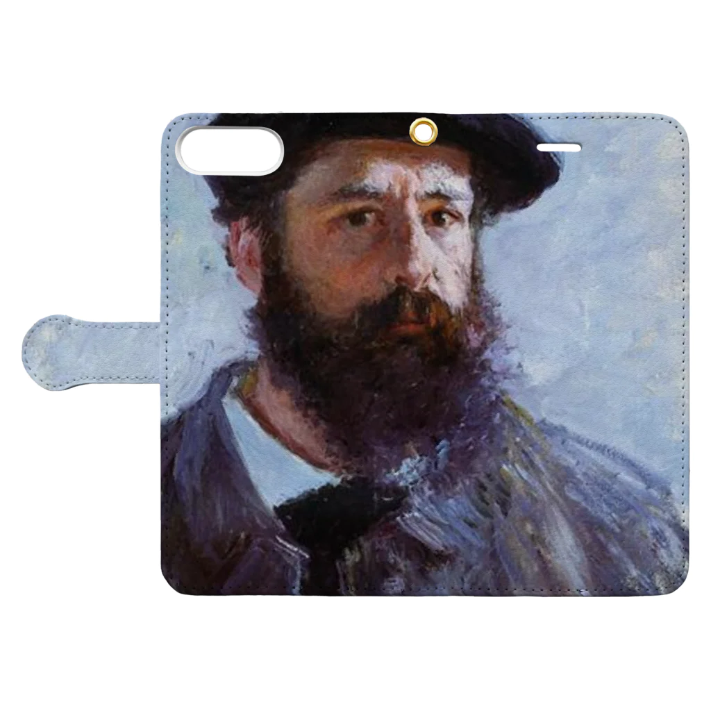 Art Baseのクロード・モネ / 1886 / Self-Portrait with a Beret / Claude Monet 手帳型スマホケースを開いた場合(外側)