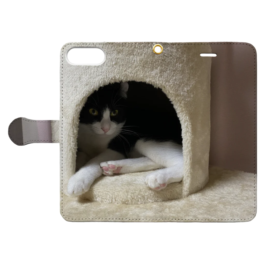 ハチワレくるくる猫兄弟のてすと Book-Style Smartphone Case:Opened (outside)