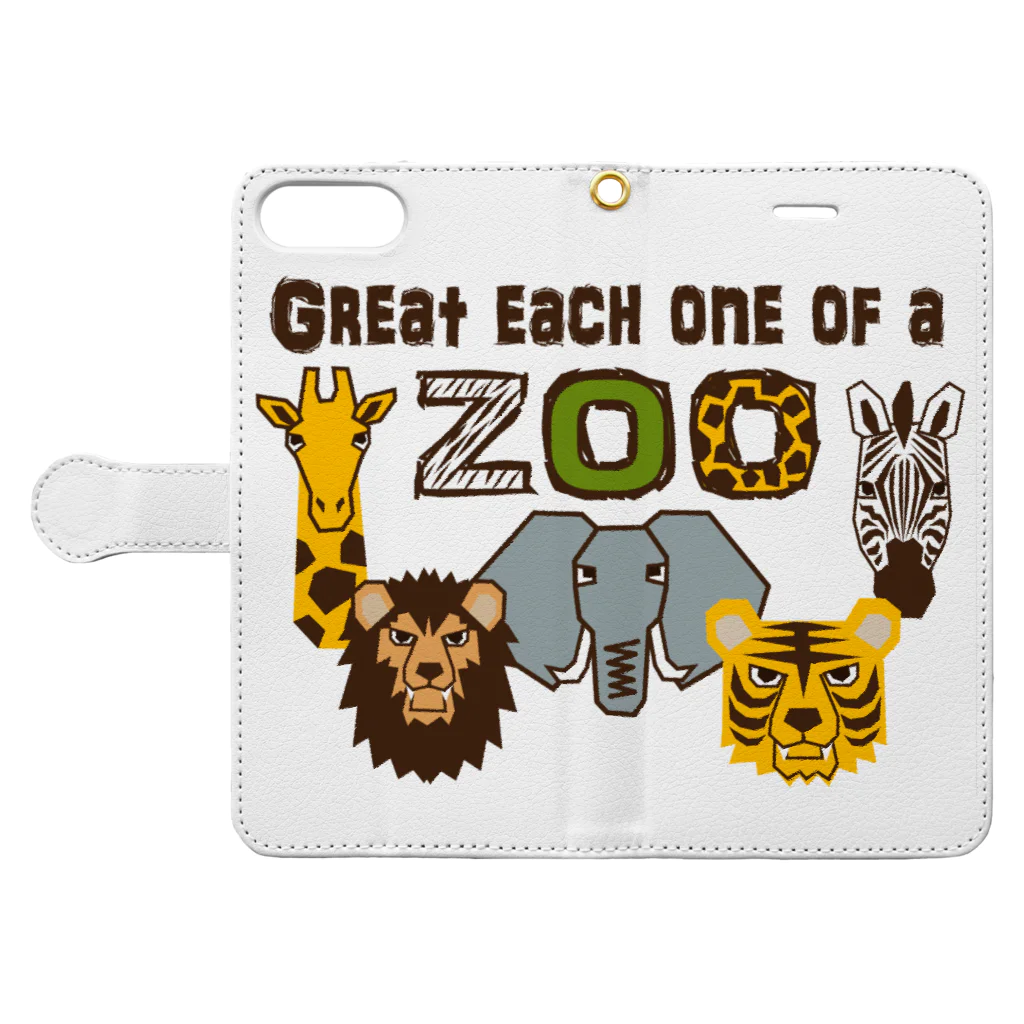 キッズモード某のZOO (大事な仲間) Book-Style Smartphone Case:Opened (outside)