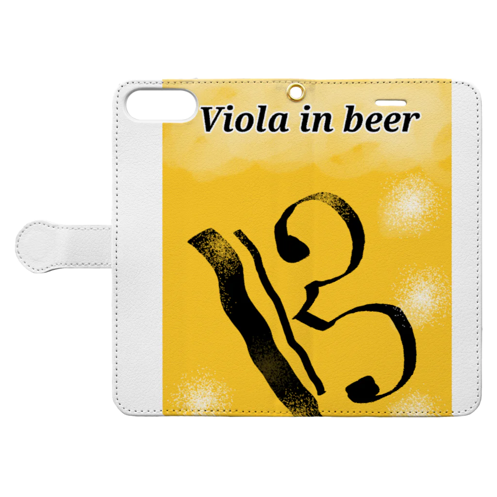 がしゃがしゃの髑髏のViola in beer 手帳型スマホケースを開いた場合(外側)