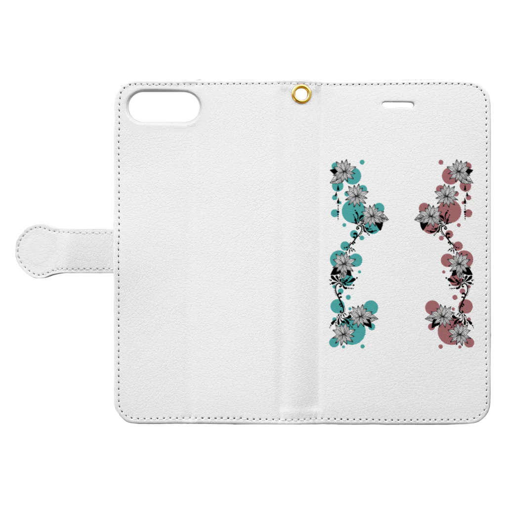 あーる。の花と水玉 Book-Style Smartphone Case:Opened (outside)