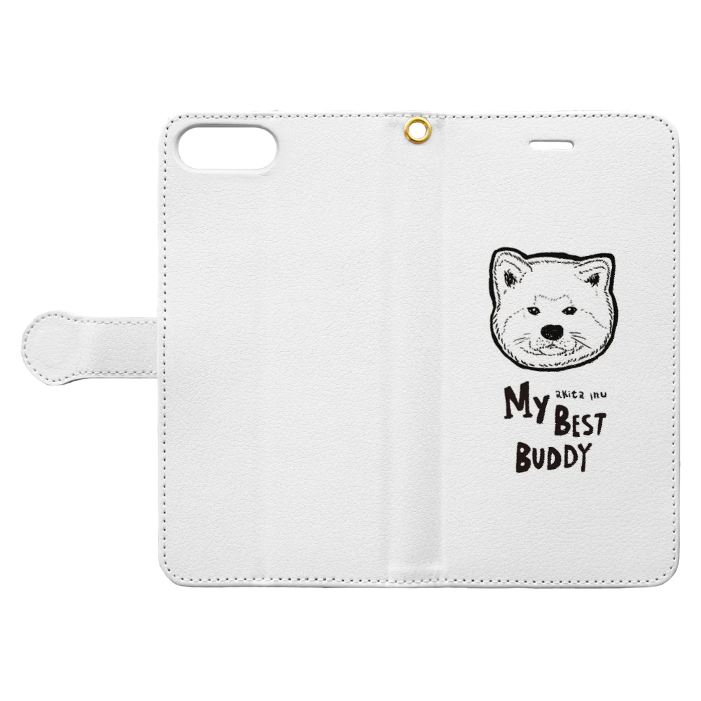 MIWA姐のマイベストバディ秋田犬 Book-Style Smartphone Case:Opened (outside)