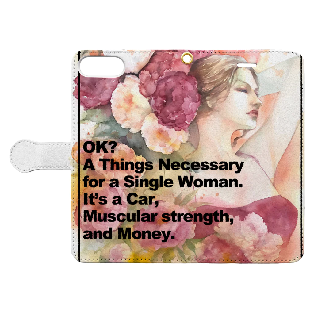 綾坂璃緒の独身女性に必要なもの。 Book-Style Smartphone Case:Opened (outside)