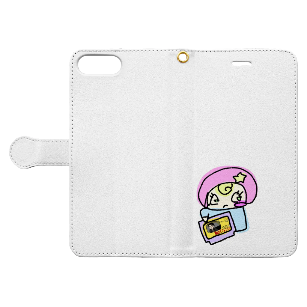 ＣｈｏｍＵ++のファミコンちょむ❤色たくさん選べます。 Book-Style Smartphone Case:Opened (outside)