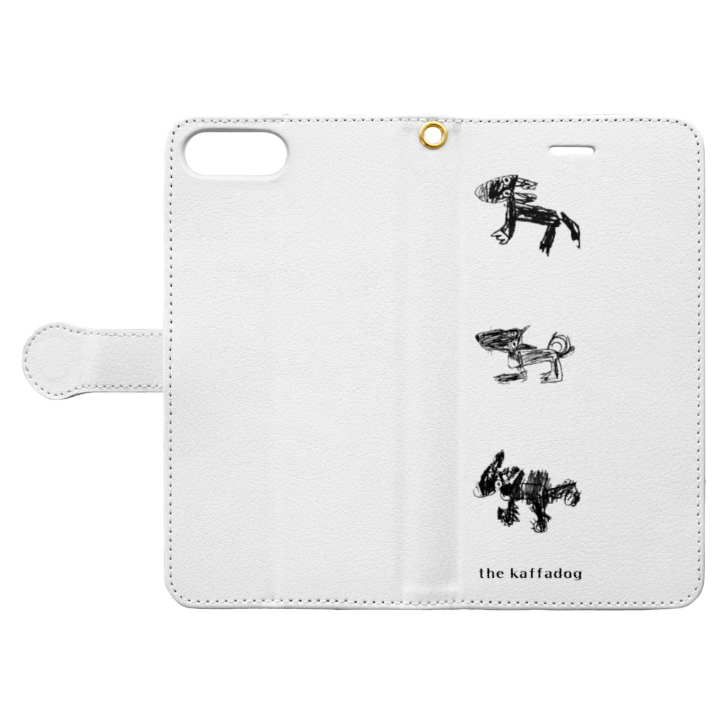 ふうとのthe kaffadog（logoあり） Book-Style Smartphone Case:Opened (outside)