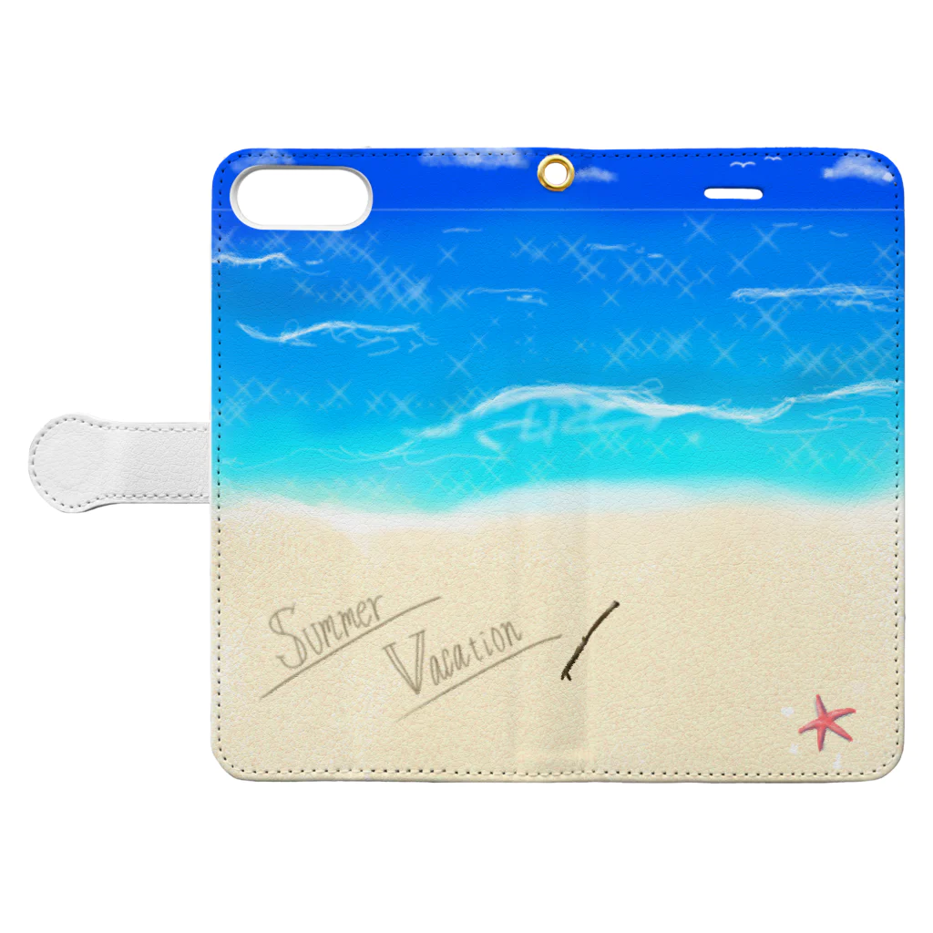 さくらもちのsummer vacation Book-Style Smartphone Case:Opened (outside)