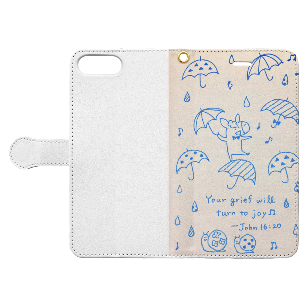 Grace+のDonkey in the Rain Book-Style Smartphone Case:Opened (outside)