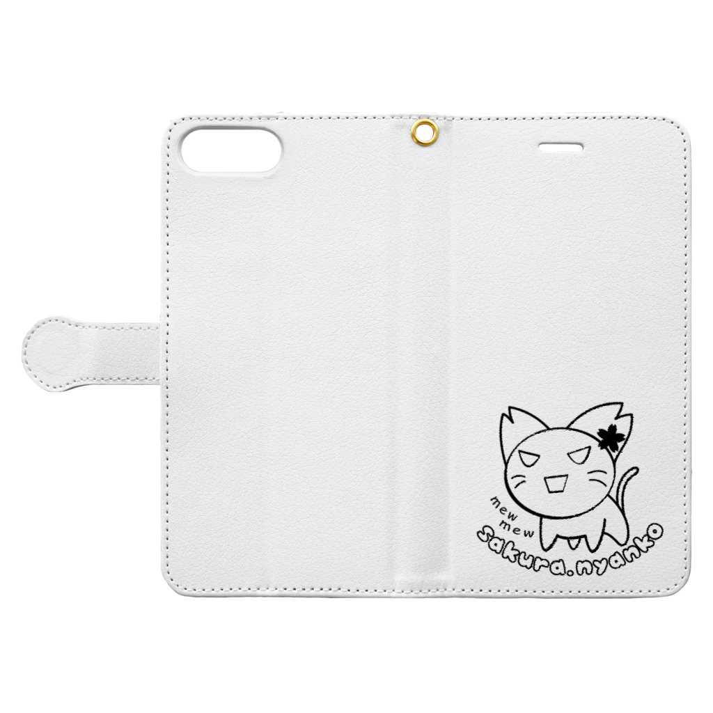 yumikiのさくらにゃんこ（激おこ） Book-Style Smartphone Case:Opened (outside)