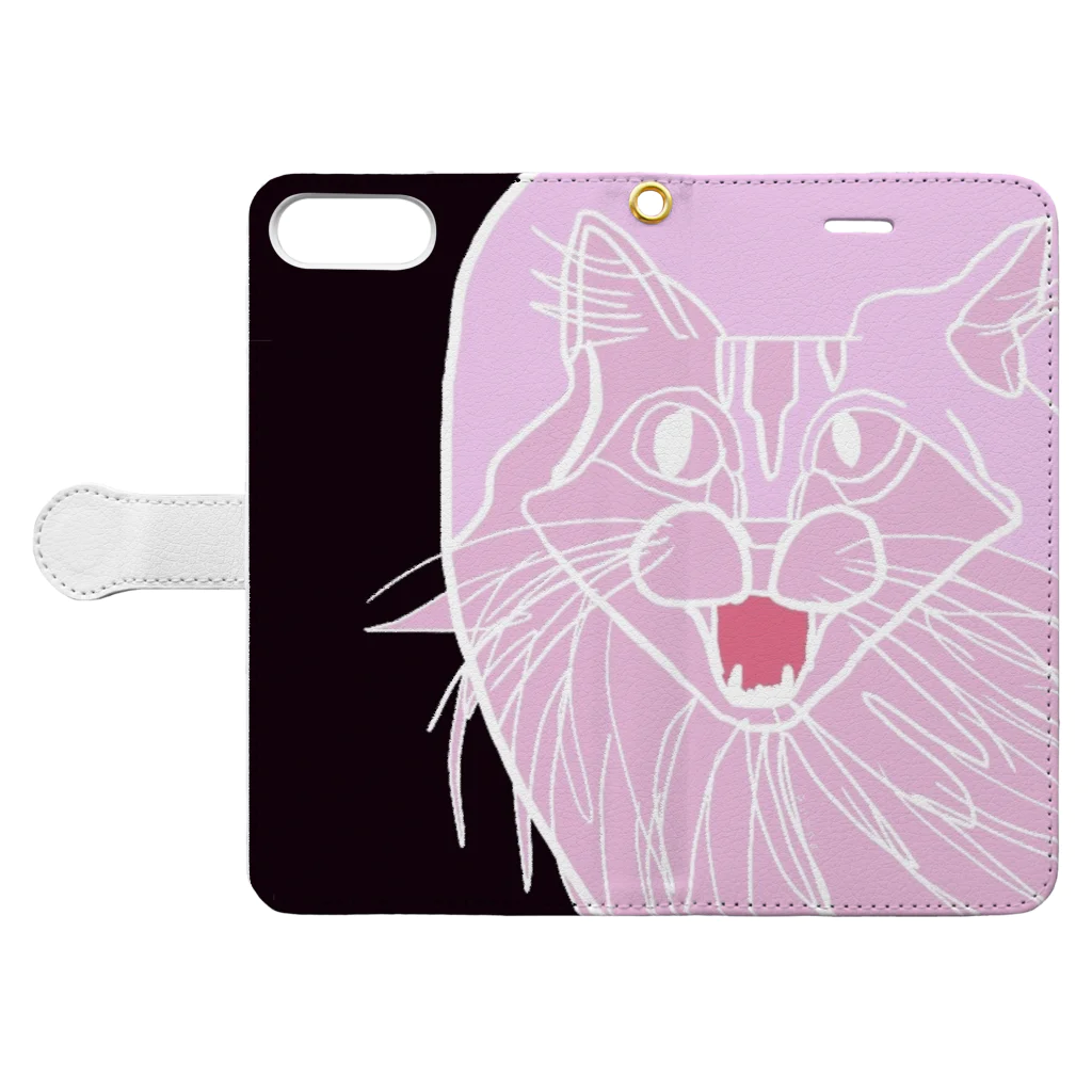 aruneのcatクロ Book-Style Smartphone Case:Opened (outside)