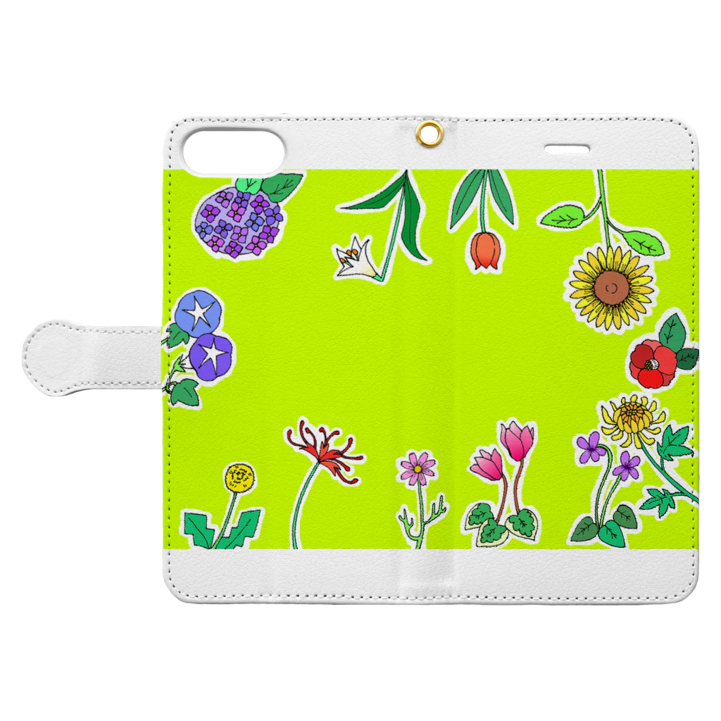 星華 -SEIKAcreate-のNIPPONのお花たち Book-Style Smartphone Case:Opened (outside)