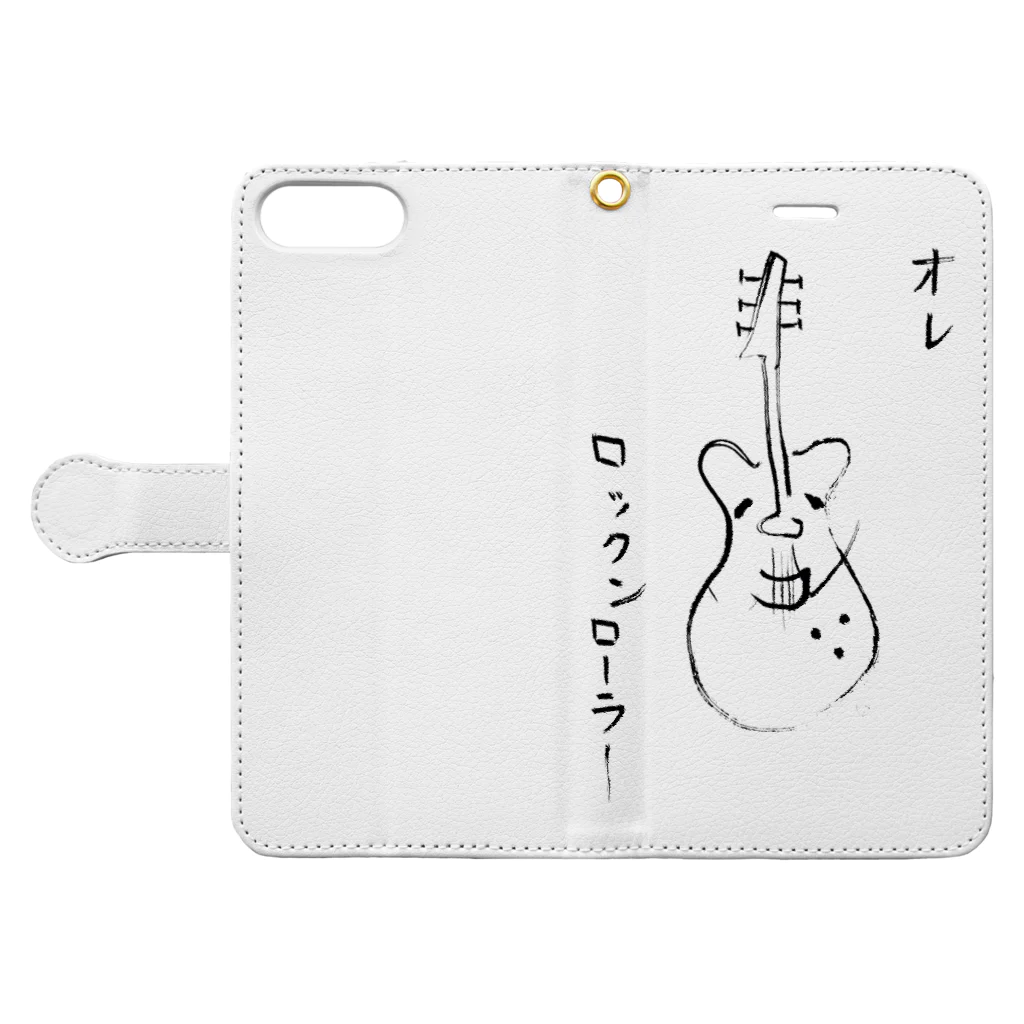 hito_mi_changのオレ　ロックンローラー Book-Style Smartphone Case:Opened (outside)