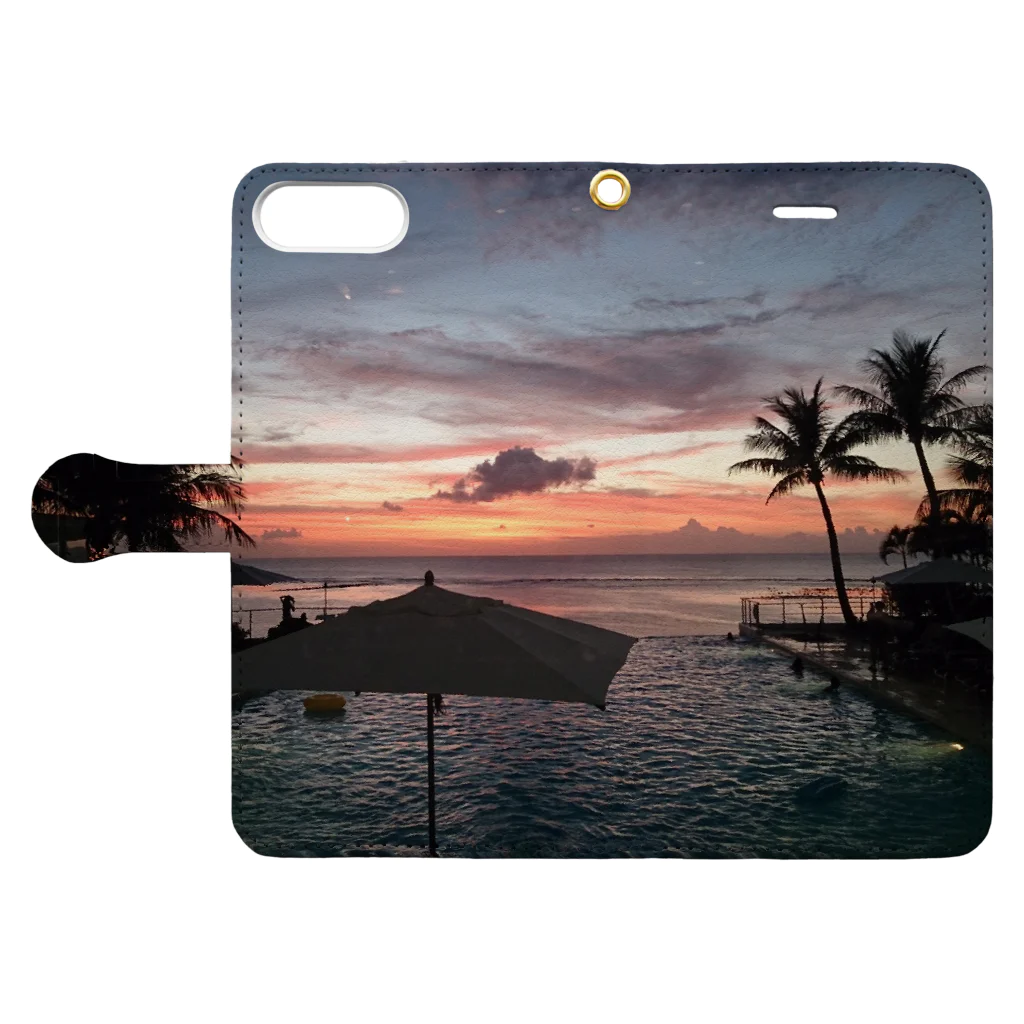 nenasi_gusaの南国の夕暮れ Book-Style Smartphone Case:Opened (outside)