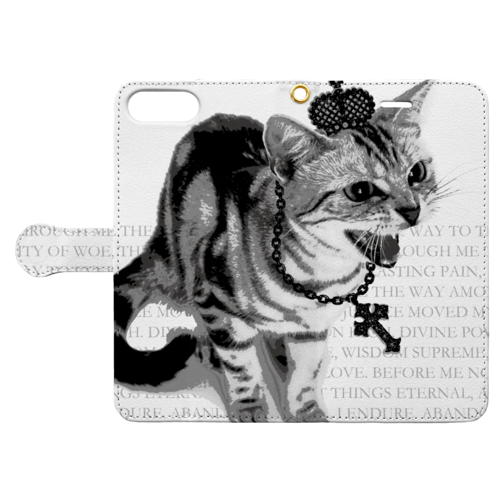 Lunatic Cat-ismのシャーという猫 Book-Style Smartphone Case:Opened (outside)