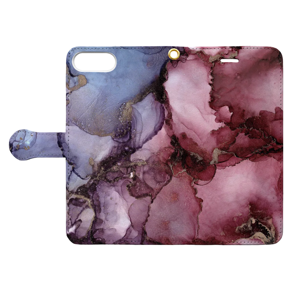 Lizamueのart://pink×purple Book-Style Smartphone Case:Opened (outside)