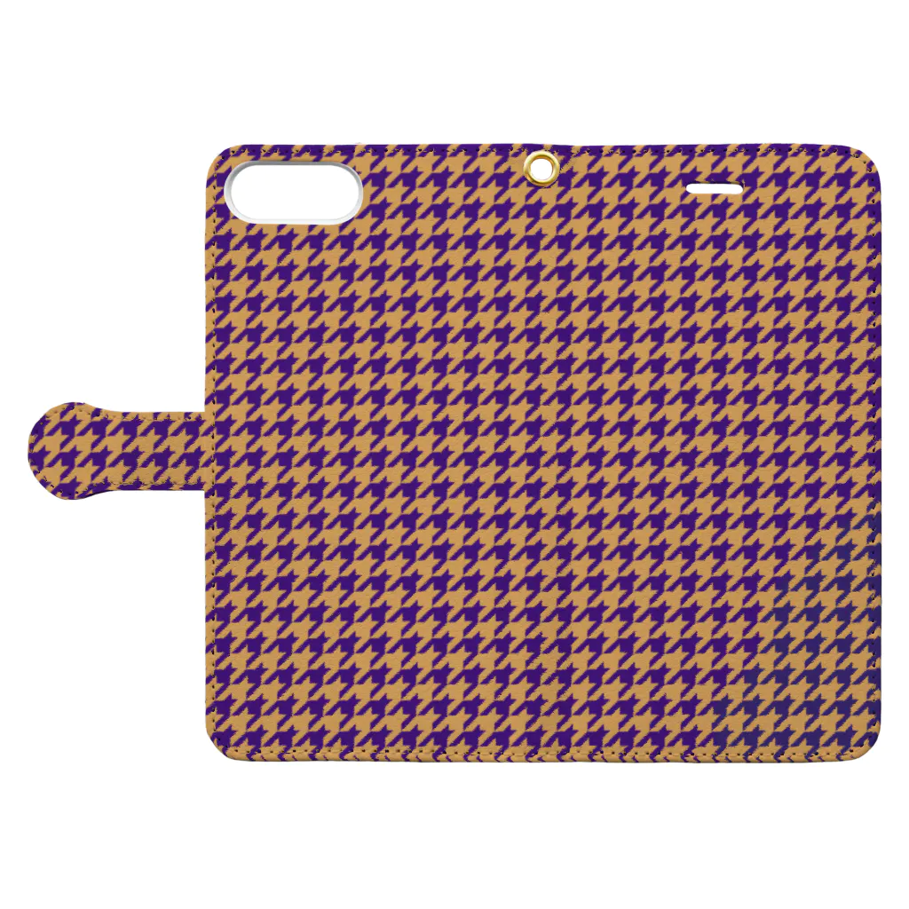 TinyMiry(タイニーミリー)の千鳥格子(テーマ：レーズンサンド) Book-Style Smartphone Case:Opened (outside)