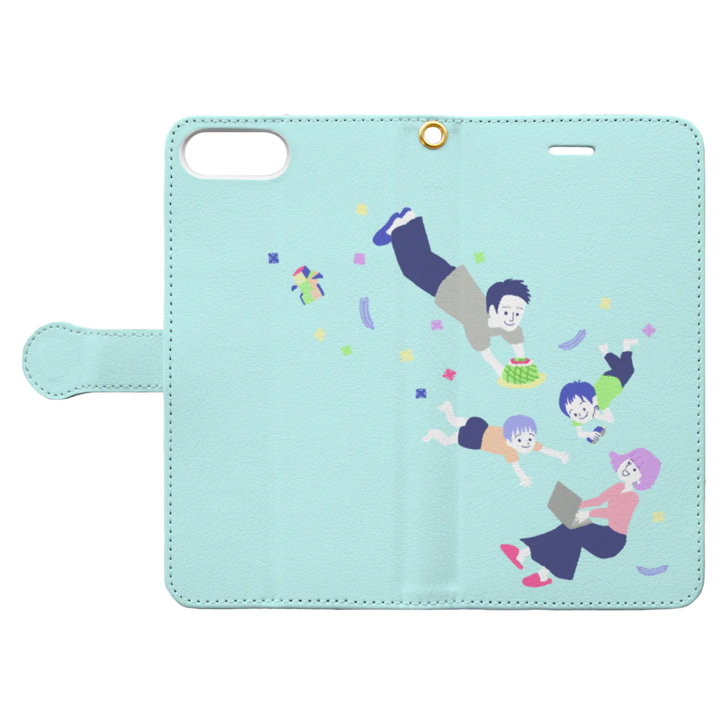 SHUNBUNのなかよしFAMILY Book-Style Smartphone Case:Opened (outside)