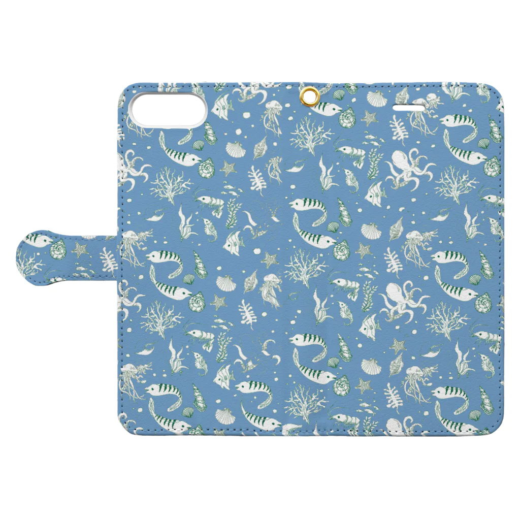 🐬🦈あおい🐙ネップリ有〼💜の海洋生物 Book-Style Smartphone Case:Opened (outside)