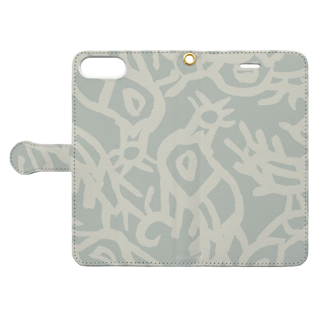 ATELIER RYUSEIの鳥 tori-pattern-smokeblue Book-Style Smartphone Case:Opened (outside)