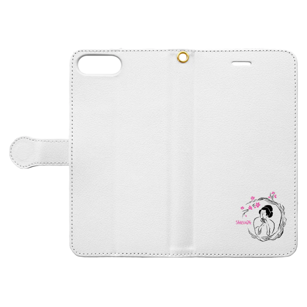 シロクマサンドのウキヨエシーズン/初桜 Book-Style Smartphone Case:Opened (outside)