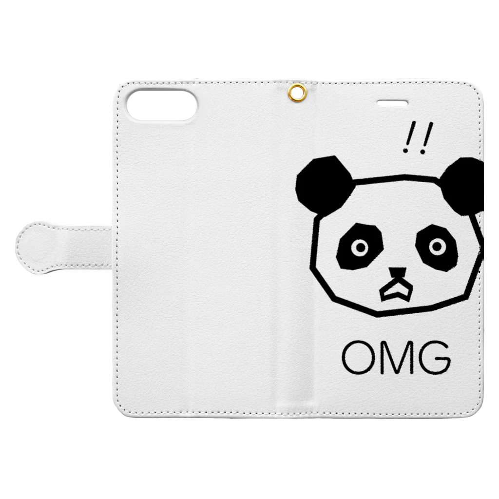 oofuchiのOMG-panda （オーマイガー！パンダ） Book-Style Smartphone Case:Opened (outside)