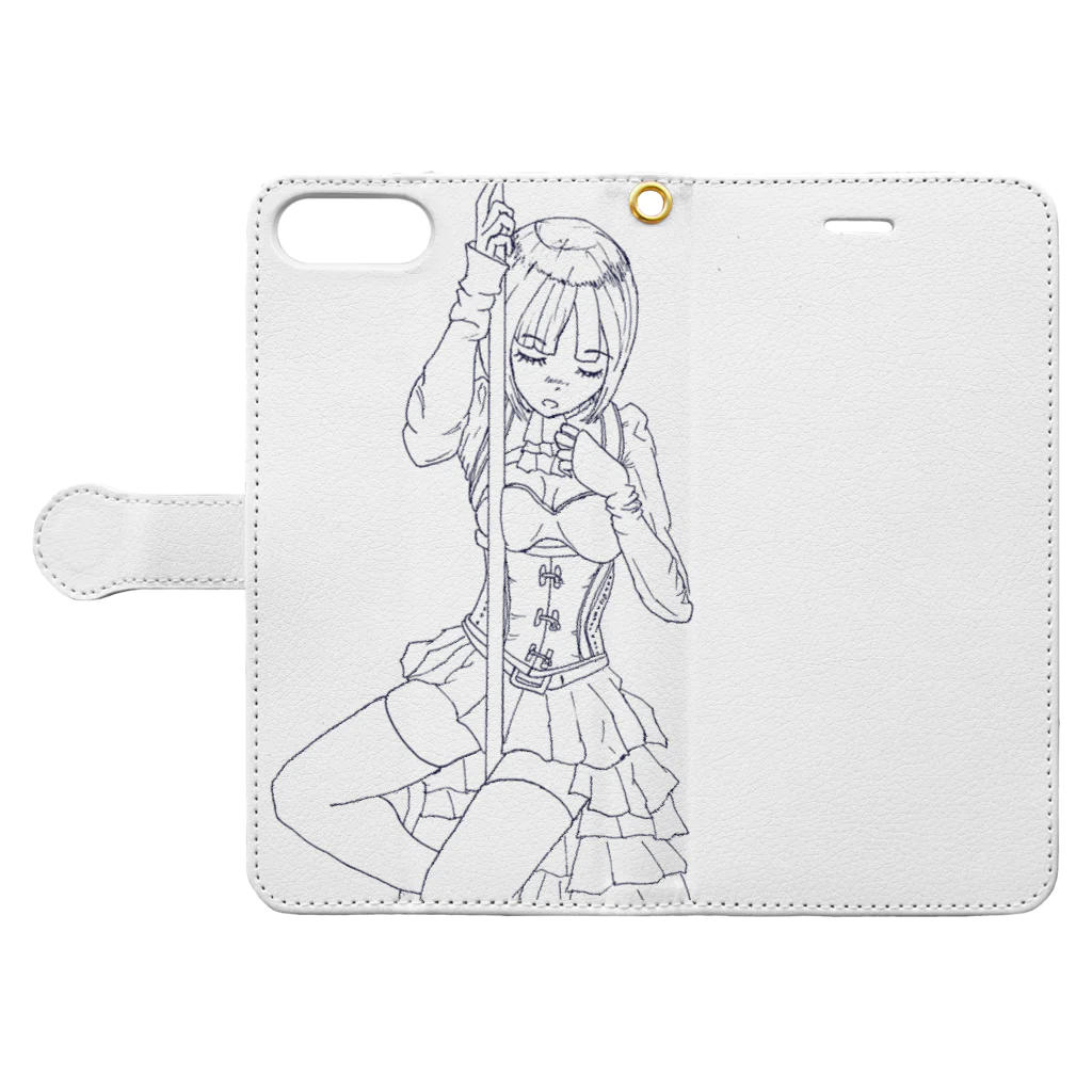 可愛い女の子職人vent4444のポール Book-Style Smartphone Case:Opened (outside)