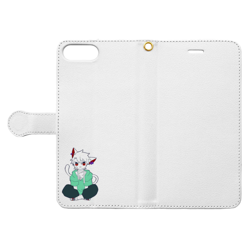 Garamondの猫のキット Book-Style Smartphone Case:Opened (outside)