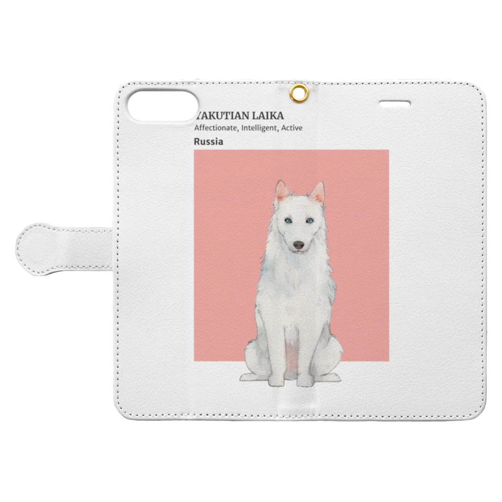 東京奮起させるの犬 ヤクーチアン ライカ  Book-Style Smartphone Case:Opened (outside)