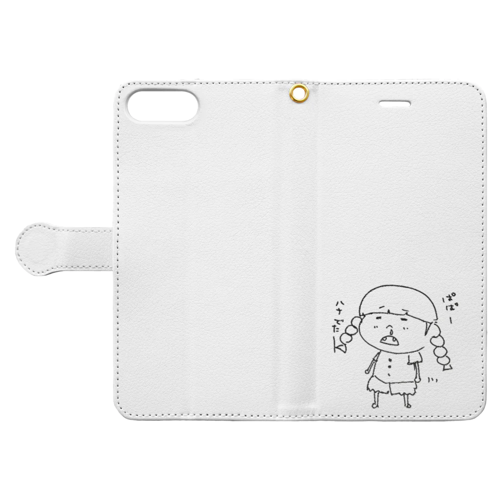 恋するてんとうむしのぱぱ～、ハナでたー。 Book-Style Smartphone Case:Opened (outside)