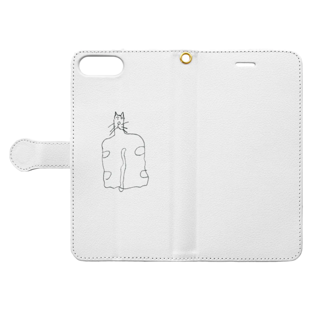 妄想familyのねこペットボトル Book-Style Smartphone Case:Opened (outside)