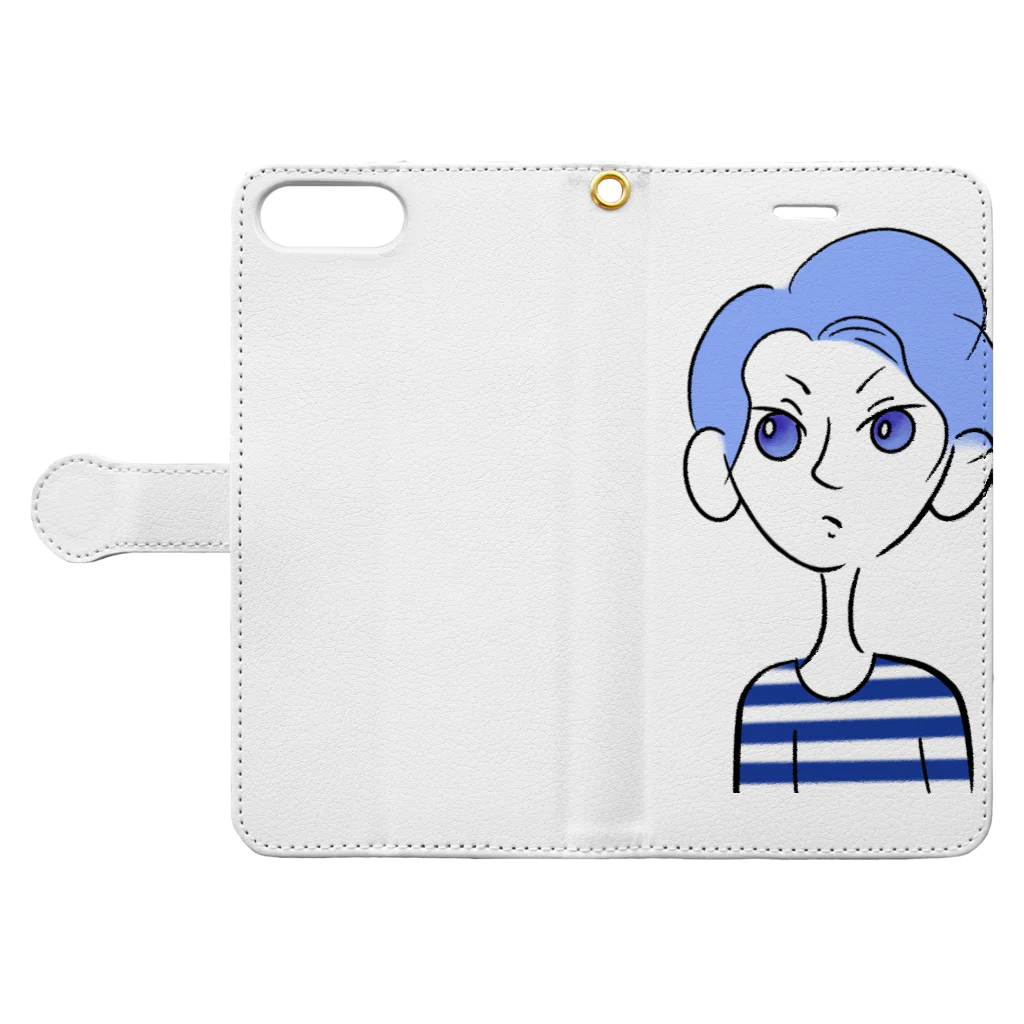 hsn_oのブルー Book-Style Smartphone Case:Opened (outside)