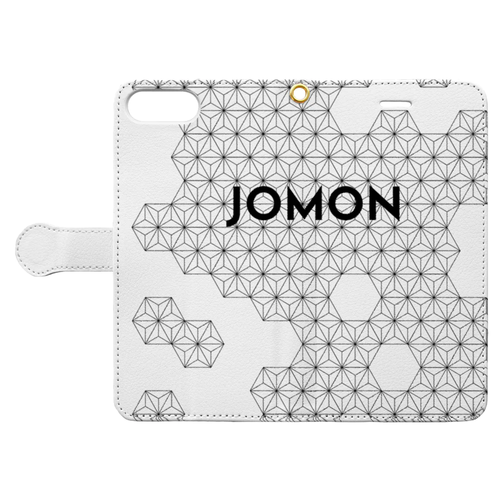 JOMONのJOMON ASANOHA PATTERN Book-Style Smartphone Case:Opened (outside)