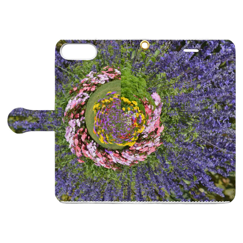 Ashidoriのぐるぐる花々 Book-Style Smartphone Case:Opened (outside)