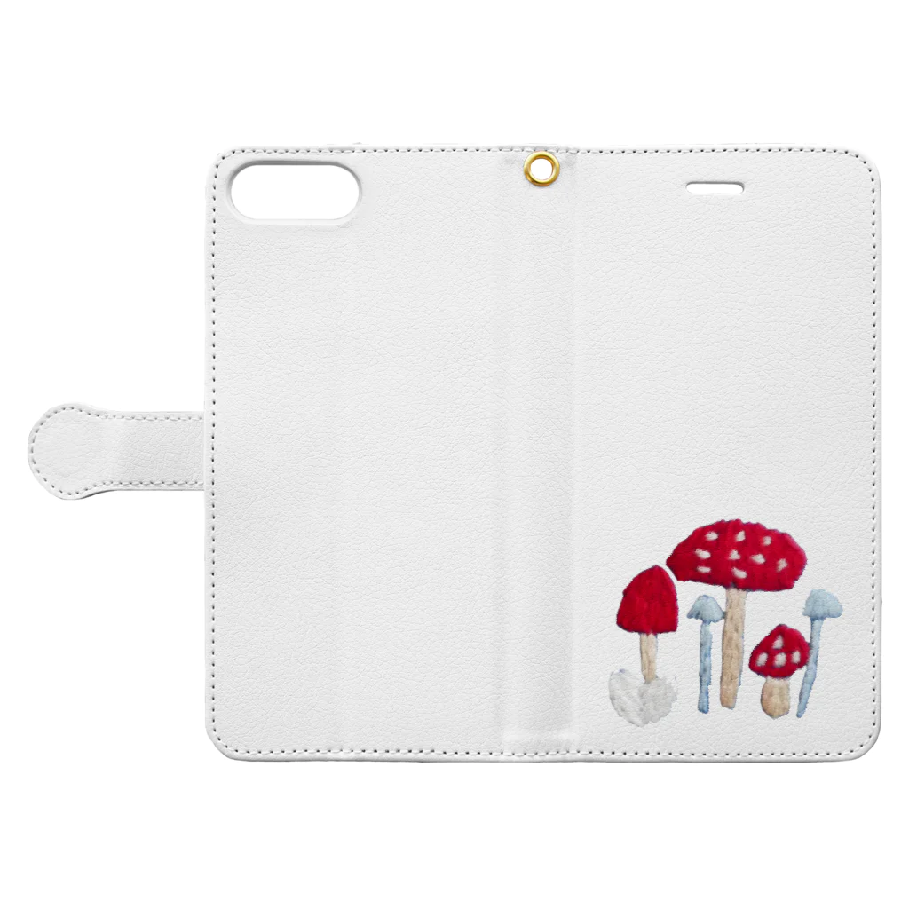 Panda factoryのきのこたち Book-Style Smartphone Case:Opened (outside)