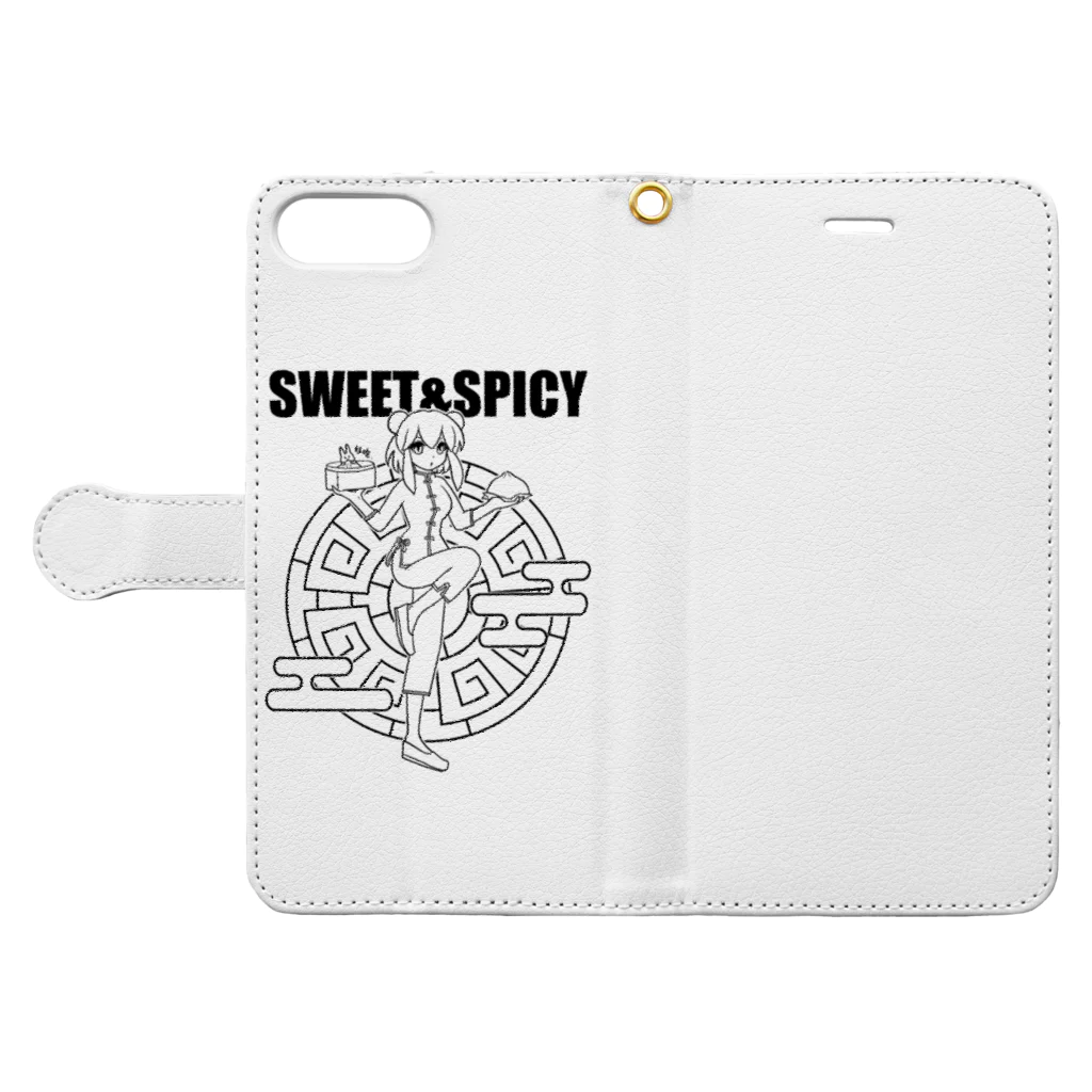 SWEET＆SPICY 【 すいすぱ 】ダーツの好吃。（美味しいよ）　ロゴ有 Book-Style Smartphone Case:Opened (outside)