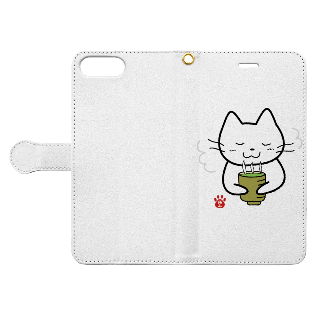 satoharuのいっぷく Book-Style Smartphone Case:Opened (outside)