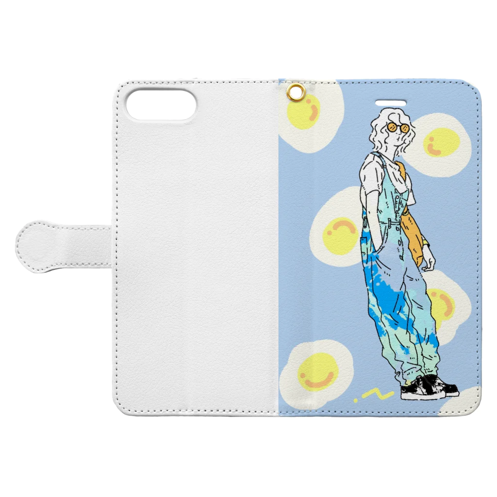 m e G u r uの目玉焼きで待ち合わせ Book-Style Smartphone Case:Opened (outside)