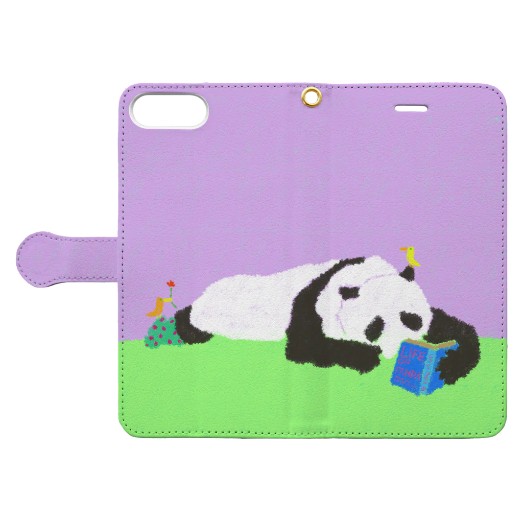 mya-mya=MIYA JUNKO's shop 02のpanda with a book Book-Style Smartphone Case:Opened (outside)