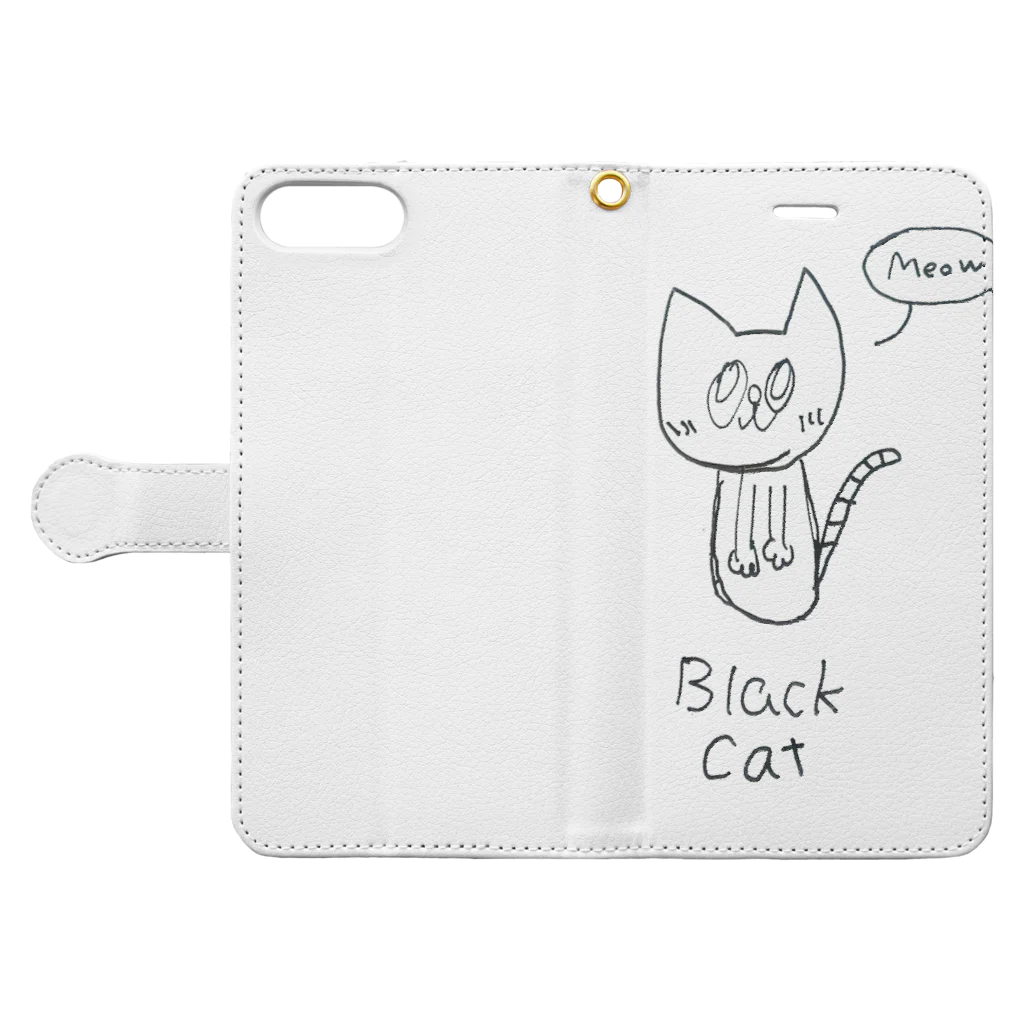 ゆめごこちのブラックキャット Book-Style Smartphone Case:Opened (outside)