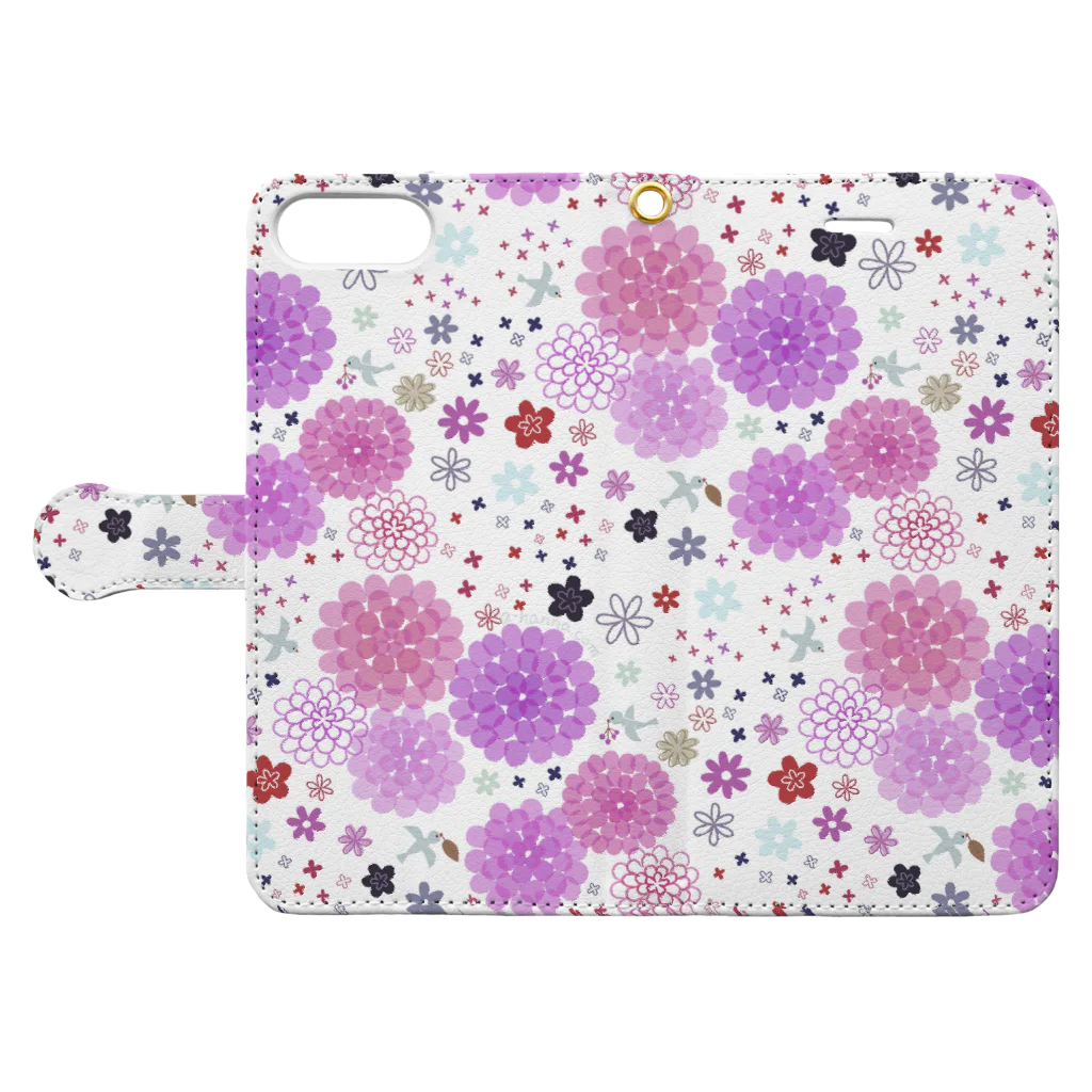 アトリエ・ハンナのflowers(purple) Book-Style Smartphone Case:Opened (outside)