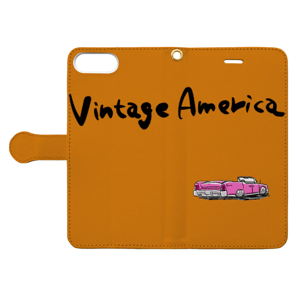 ばんやスマホケースのVintage America  다이어리형 폰케이스を開いた場合(外側)