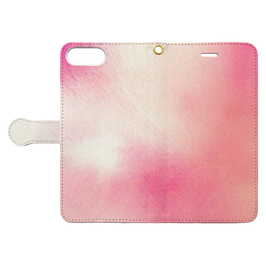 水彩 Ao_watercolorのPeach pink　水彩 Book-Style Smartphone Case:Opened (outside)